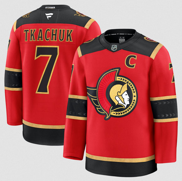 Ottawa Senators #7 Brady Tkachuk Red Alternate With C Patch Stitched Jersey - Zenithce