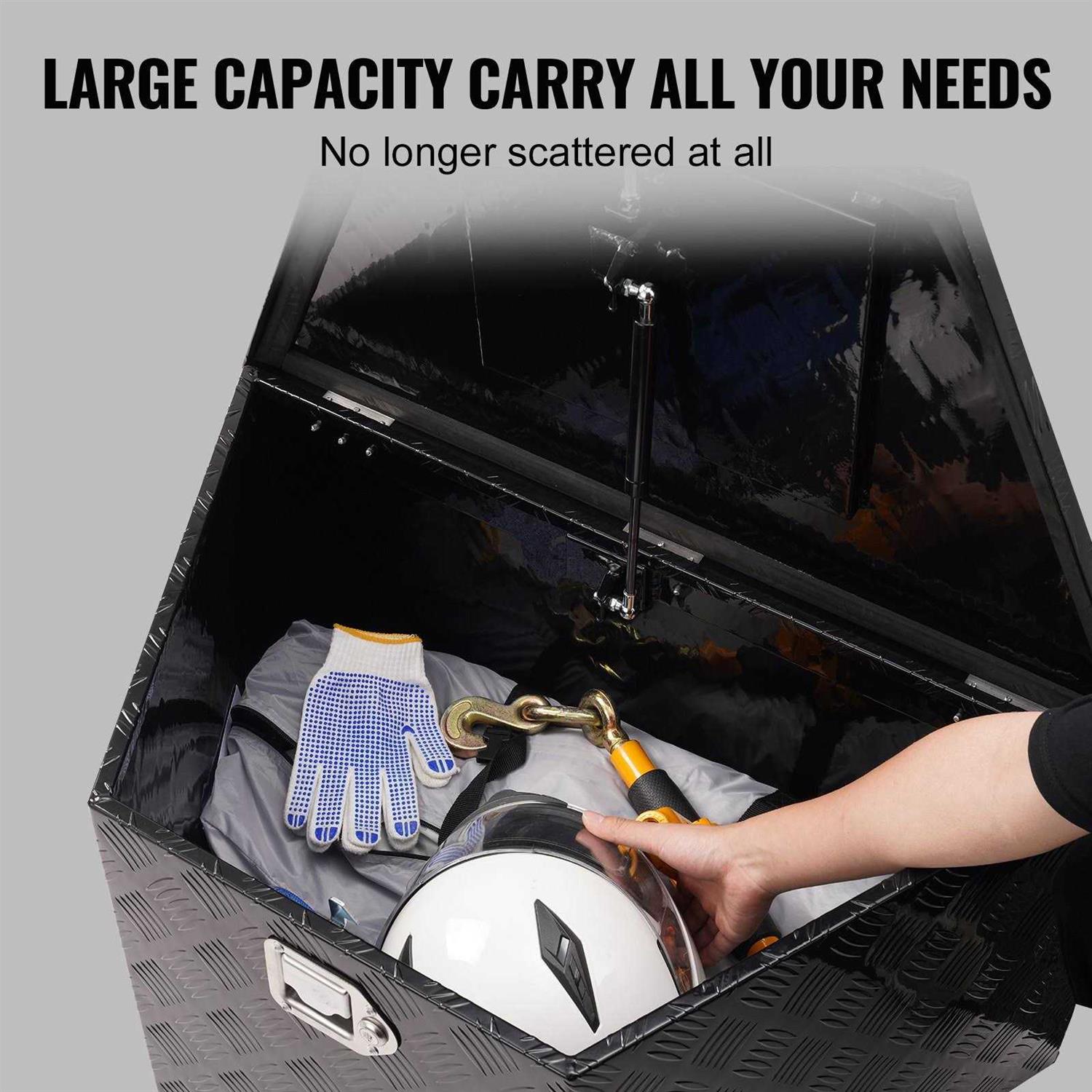 VEVOR Trailer Tongue Box Carbon Steel Tongue Box Tool Chest Heavy Duty Trailer Box Storage with Lock and Keys Utility Trailer Tongue Tool Box - Zenithce
