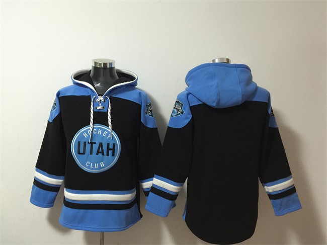 Utah Club Blank Black Blue Ageless Must-Have Lace-Up Pullover Hoodie - Zenithce