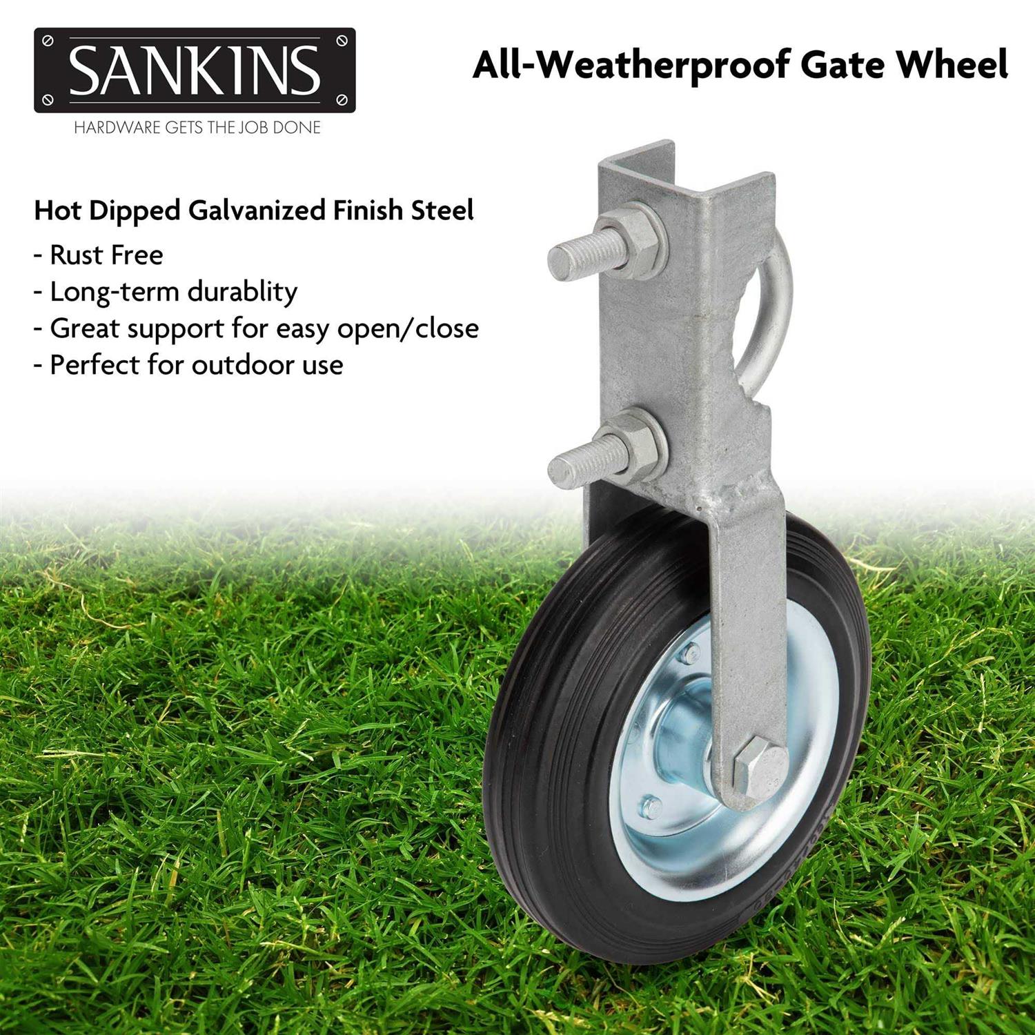 SANKINS Gate Helper Wheel for Supporting Metal Swing Gates with 1-5/8 Thru 2 Gate Frames - Zenithce