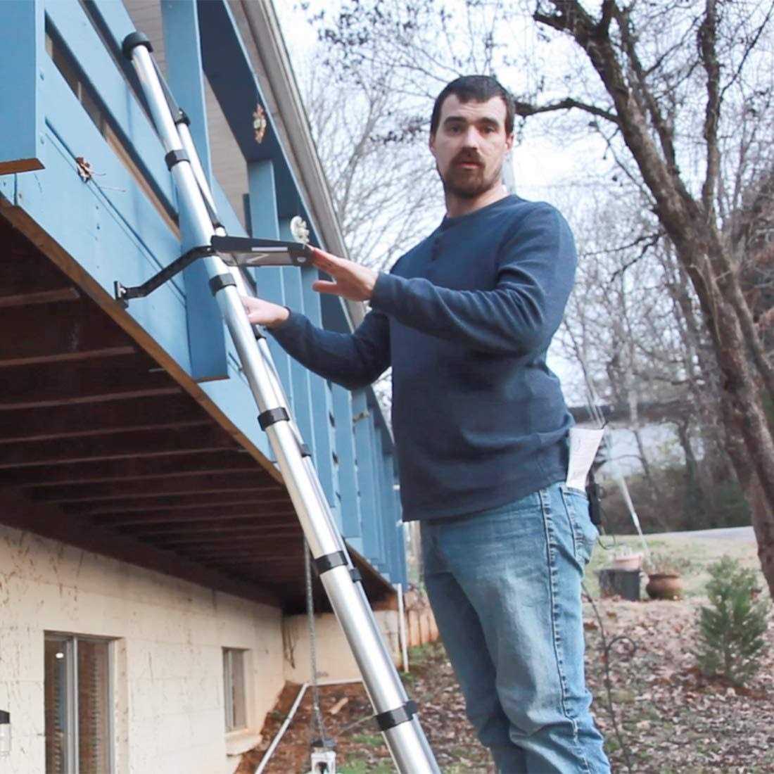 Yvan Telescoping Ladder,12.5 FT One Button Retraction Aluminum Telescopic Extension Extendable Ladder,Slow Down Design Multi-Purpose Step Ladder - Zenithce