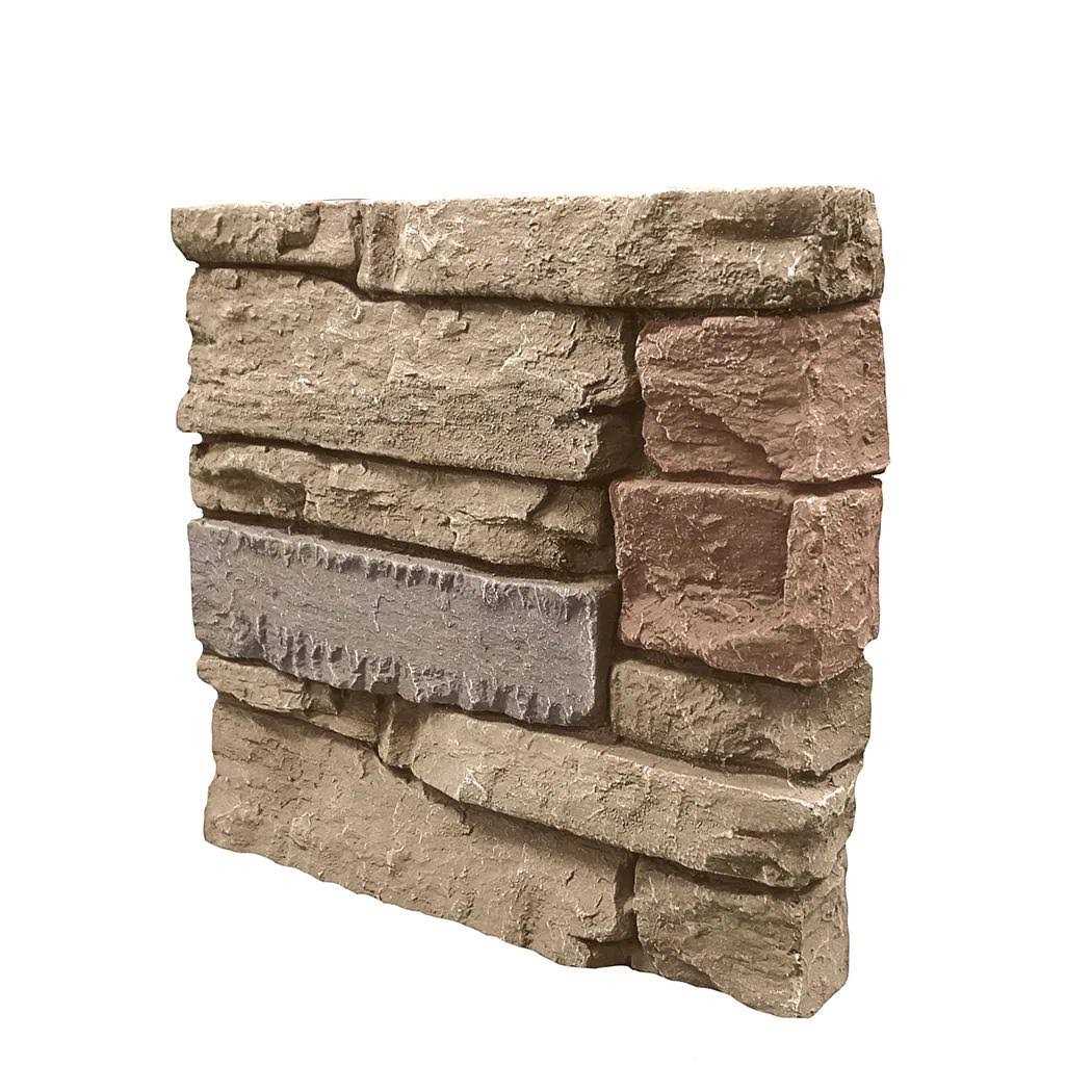 GenStone Stacked Stone Corner Panel 0.98-sq ft Desert Sunrise Faux Stone Veneer - Zenithce