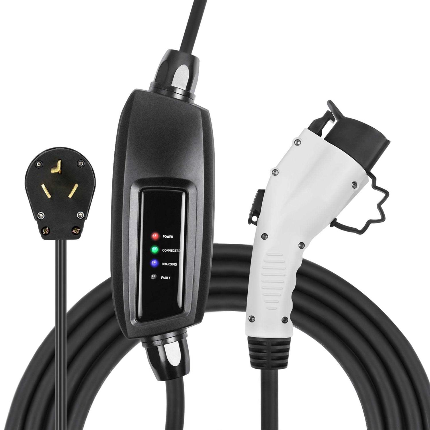 Lectron 110V 16 Amp Level 1 EV Charger with 21ft Extension Cord J1772 Cable & NEMA 5-15 Plug - Zenithce