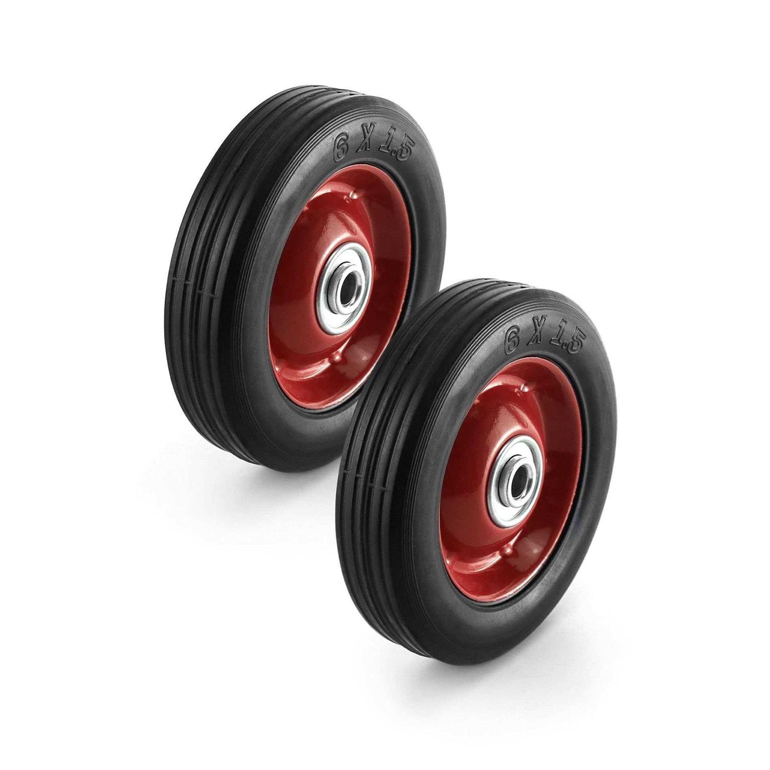 Qwork 2 Pack 6 x 1.5 Axle Premium Rubber Wheel with Ball Bearing - Zenithce