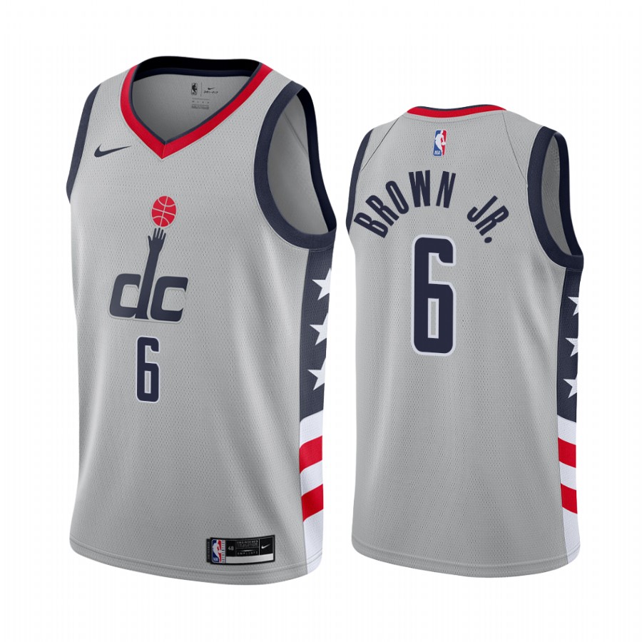 Wizards #6 Troy Brown Jr Gray Swingman 2020-21 City Edition Jersey - Zenithce