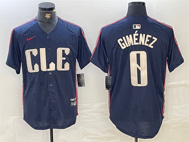 Cleveland Guardians #0 Andrés Giménez Navy 2024 City Connect Limited Stitched Jersey - Zenithce