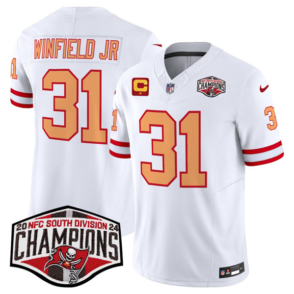 Tampa Bay Buccaneers #31 Antoine Winfield Jr. White 2024 F.U.S.E. NFC South Division Champions With 1-Star C Patch Limited Stitched Jersey - Zenithce