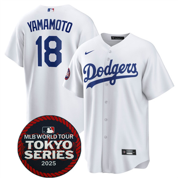 Los Angeles Dodgers #18 Yoshinobu Yamamoto White 2025 World Tour: Tokyo Series Home Stitched Jersey - Zenithce