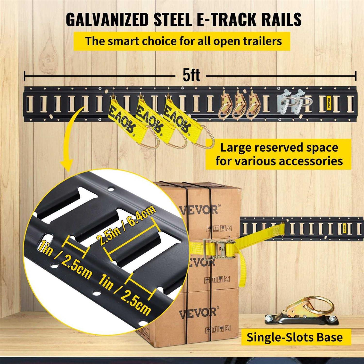 VEVOR E Track Tie-Down Rail Kit HSPSE5FT - Zenithce