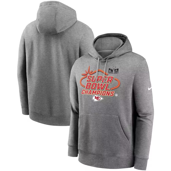 Kansas City Chiefs Gray Super Bowl LVIII Champions Locker Room Trophy Collection Club Pullover Hoodie - Zenithce