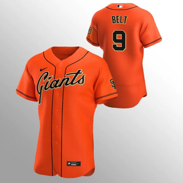 San Francisco Giants #9 Brandon Belt Orange Flex Base Stitched Jersey - Zenithce