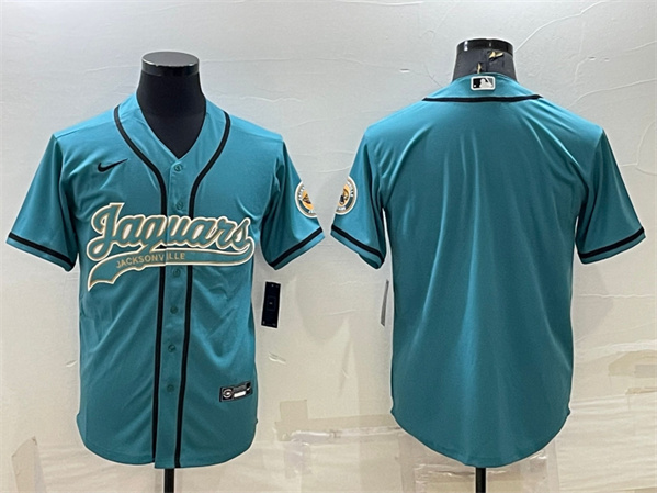 Jacksonville Jaguars Blank Teal With Patch Cool Base Stitched Baseball Jersey - Zenithce