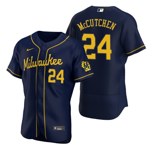 Milwaukee Brewers #24 Andrew McCutchen Navy Flex Base Stitched Jersey - Zenithce