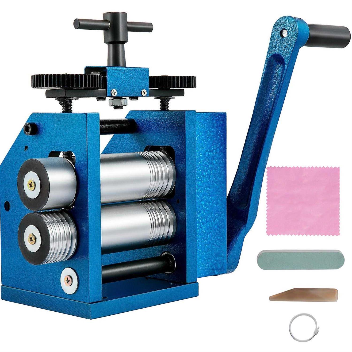 VEVOR Ring Roller Bender 3in Ring Size 1/4in Round Steel & 1×3/16 Flat Steel Capacity Portable Hand Crank Ring Roller SDWGJGYS000000001V0 - Zenithce