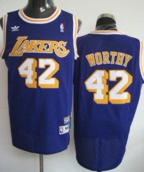 Los Angeles Lakers #42 James Worthy Purple Swingman Throwback Jersey - Zenithce