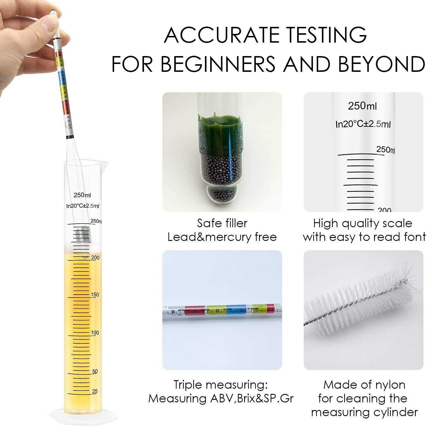 Hydrometer Alcohol, 0 200 Proof and Tralle by Bellwether - Zenithce
