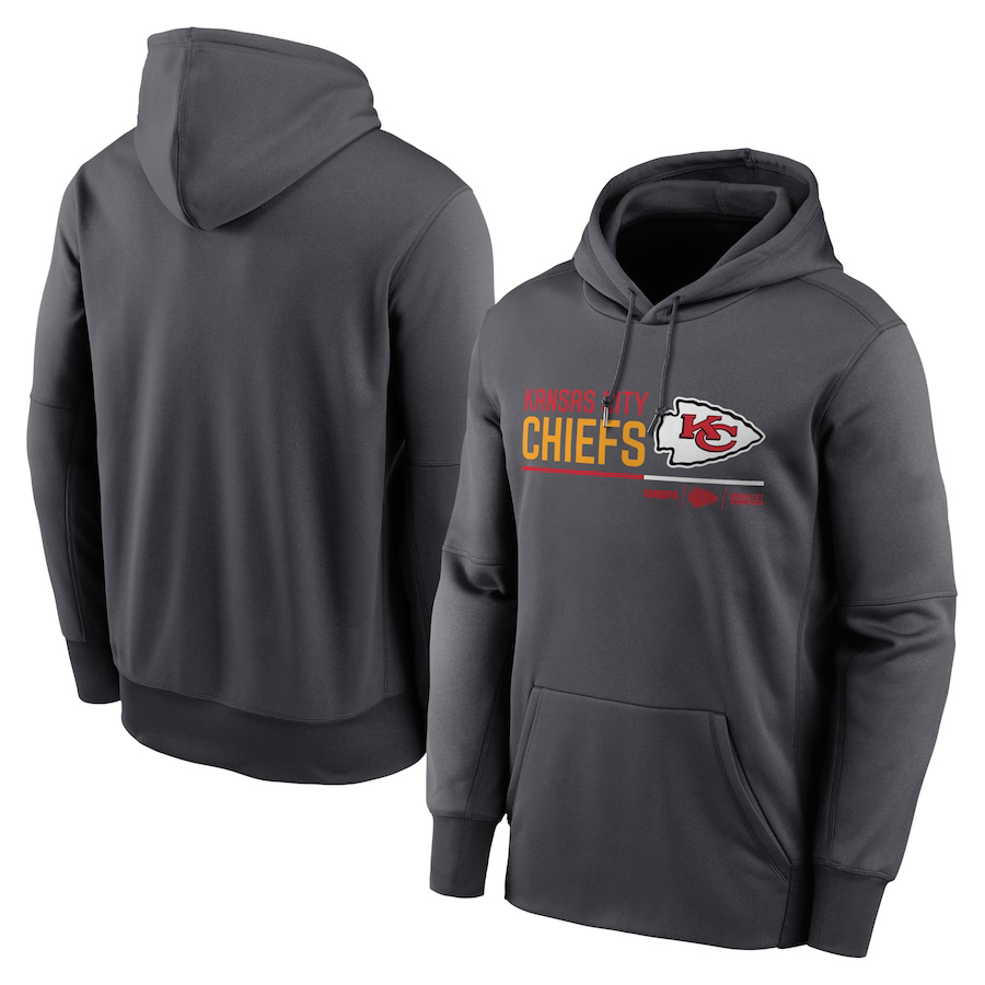 Kansas City Chiefs Anthracite Prime Logo Name Split Pullover Hoodie - Zenithce