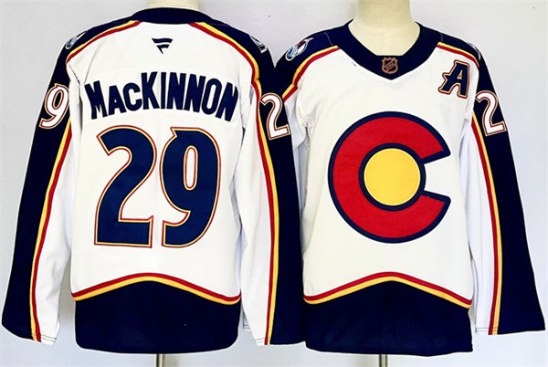 Colorado Avalanche #29 Nathan MacKinnon White Alternate With A Patch Reverse Retro Stitched Jersey - Zenithce