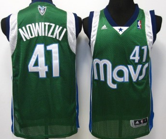 Dallas Mavericks #41 Dirk Nowitzki Green Swingman Jersey - Zenithce