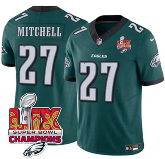 Philadelphia Eagles #27 Quinyon Mitchell Black 2025 Eagles Logo Super Bowl LIX Patch New F.U.S.E. Vapor Untouchable Limited Stitched Jersey - Zenithce