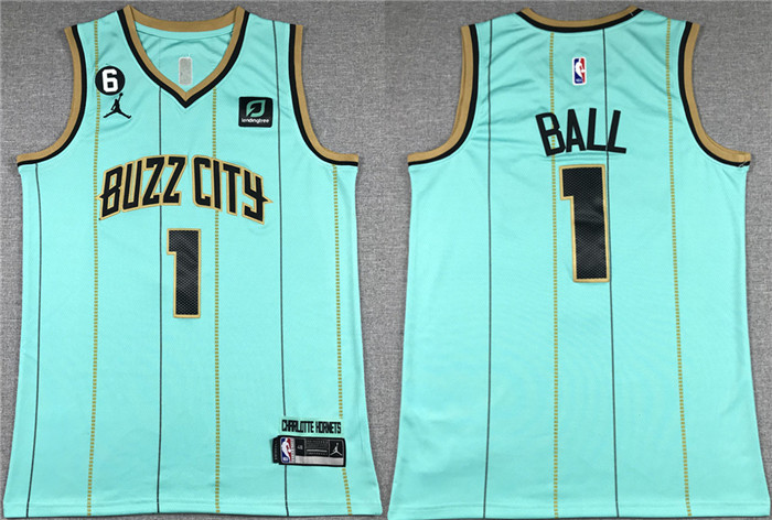 Charlotte Hornets #1 LaMelo Ball Teal No.6 Patch Stitched Jersey - Zenithce
