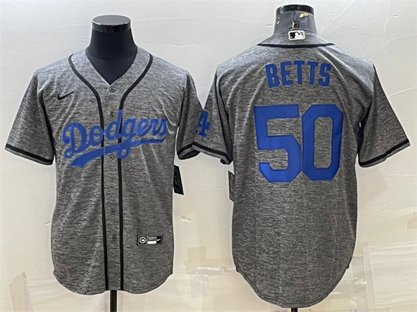 Los Angeles Dodgers #50 Mookie Betts Gray Cool Base Stitched Jersey - Zenithce