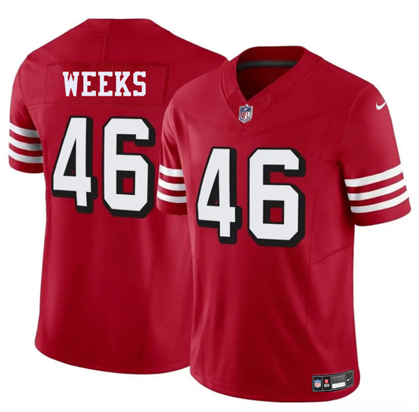 San Francisco 49ers #46 Jon Weeks New Red 2025 F.U.S.E. Vapor Untouchable Limited Stitched Jersey - Zenithce