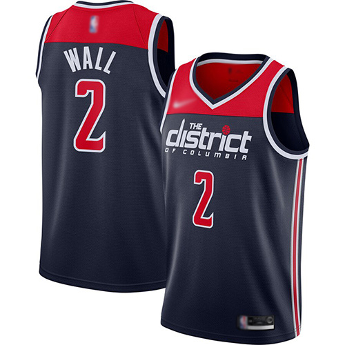 Wizards #2 John Wall Navy Blue Swingman Statement Edition 2019-2020 Jersey - Zenithce