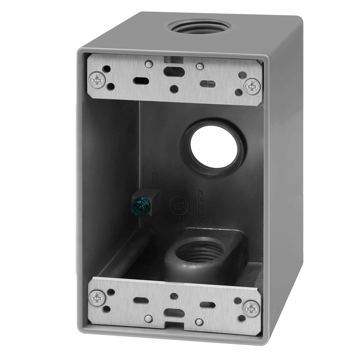 Enerlites Weatherproof Outlet Box with Three Threaded Outlets Outdoor Electrical Box - Zenithce