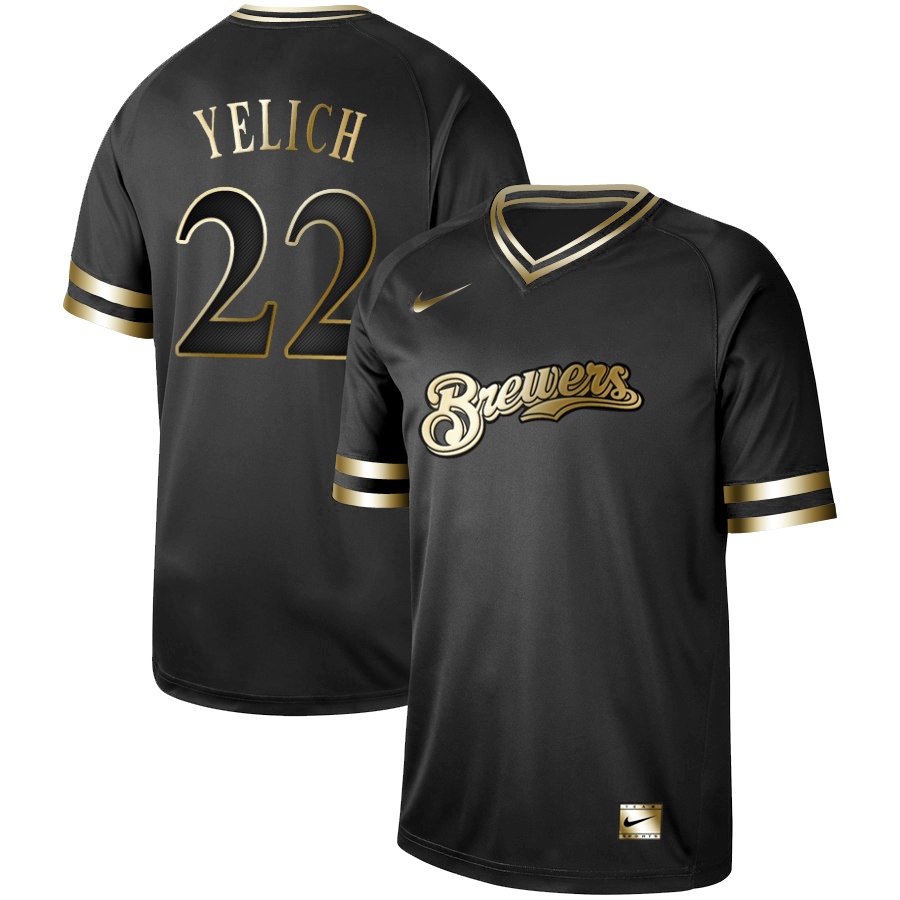 Milwaukee Brewers #22 Christian Yelich Black Gold Stitched Jersey - Zenithce