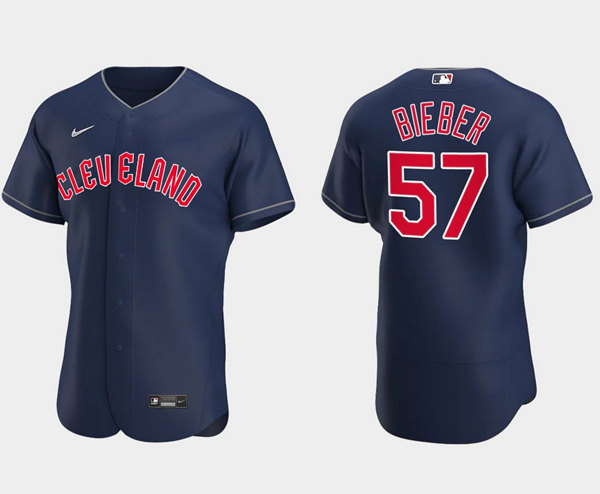 Cleveland Guardians #57 Shane Bieber Navy Flex Base Stitched Jersey - Zenithce