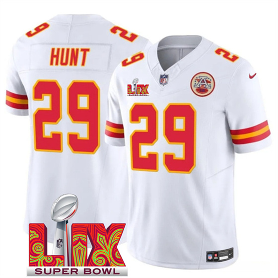 Kansas City Chiefs #29 Kareem Hunt White 2025 F.U.S.E. Super Bowl LIX Patch Vapor Untouchable Limited Stitched Jersey - Zenithce