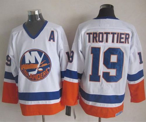 Islanders #19 Bryan Trottier White CCM Throwback Stitched Jersey - Zenithce
