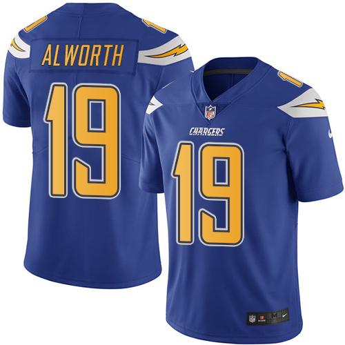 Chargers #19 Lance Alworth Electric Blue Stitched Limited Rush Nike Jersey - Zenithce