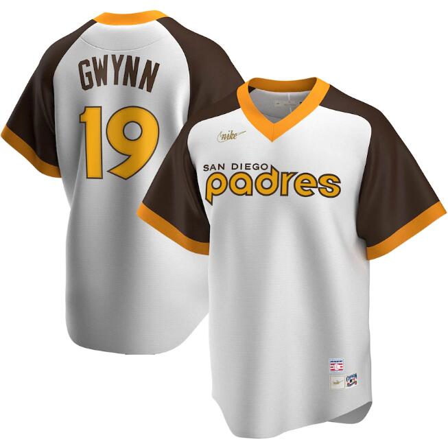 San Diego Padres White Brown #19 Tony Gwynn Cool Base Stitched Jersey - Zenithce