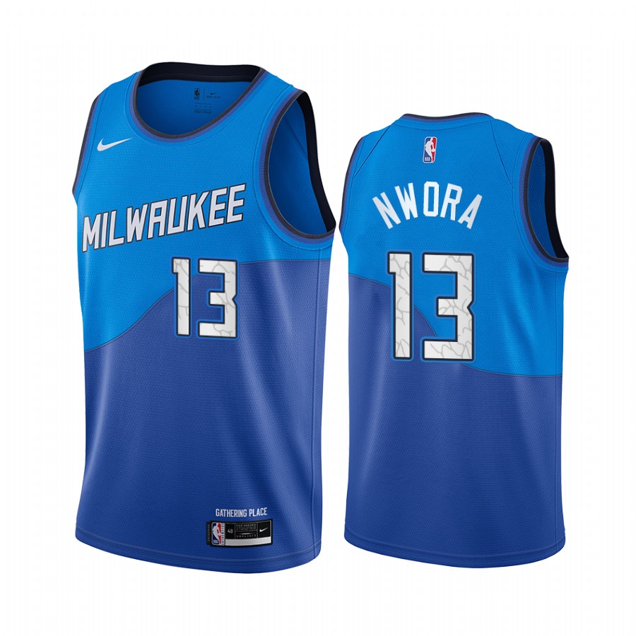 Bucks #13 Jordan Nwora Blue Swingman 2020-21 City Edition Jersey - Zenithce