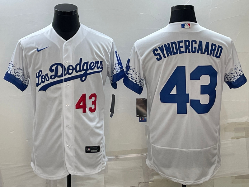 Los Angeles Dodgers #43 Noah Syndergaard White City Connect Flex Base Stitched Jersey - Zenithce