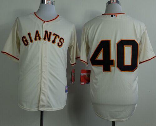 Giants #40 Madison Bumgarner Cream Cool Base Stitched Jersey - Zenithce