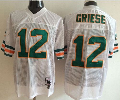 Mitchell And Ness Dolphins #12 Bob Griese White Throwback Stitched Jerseys - Zenithce