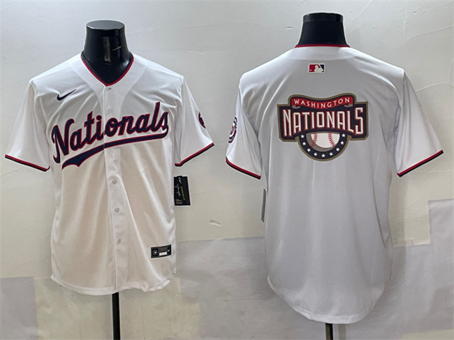 Washington Nationals Team Big Logo White Limited Stitched Jersey - Zenithce