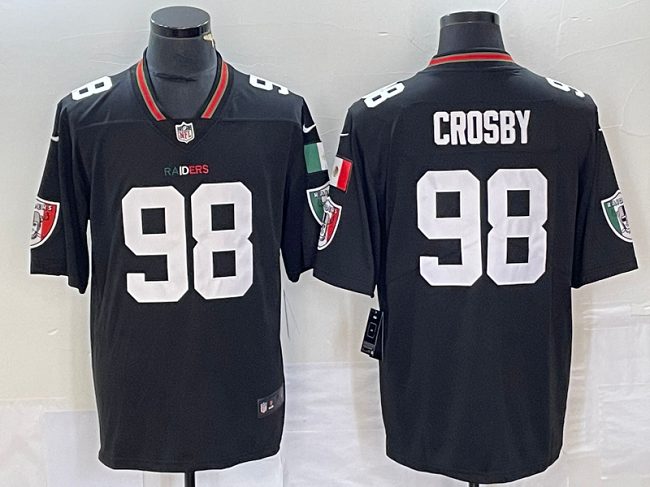 Las Vegas Raiders #98 Maxx Crosby Black Mexico Vapor Limited Stitched Jersey - Zenithce