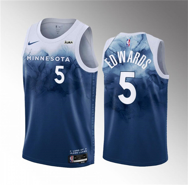 Minnesota Timberwolves #5 Anthony Edwards Blue 2023-24 City Edition Stitched Jersey - Zenithce