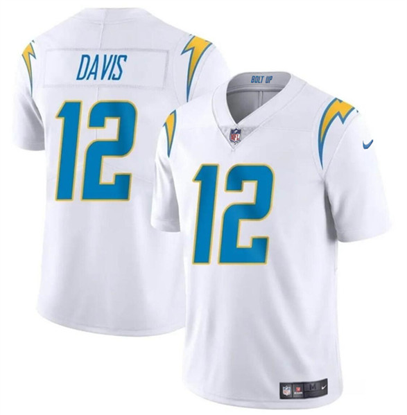 Los Angeles Chargers #12 Derius Davis White 2024 Vapor Limited Stitched Jersey - Zenithce