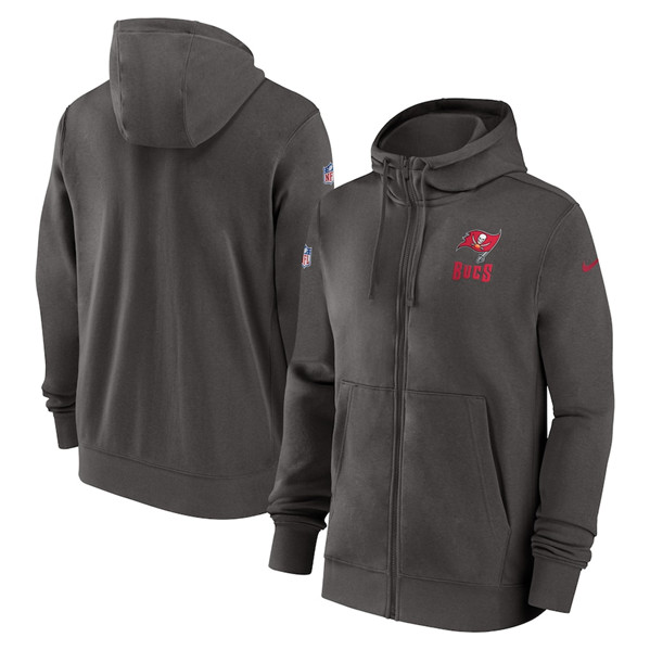 Tampa Bay Buccaneers Pewter Sideline Club Performance Full-Zip Hoodie - Zenithce