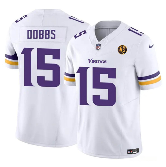 Minnesota Vikings #15 Josh Dobbs Purple White 2023 F.U.S.E. With John Madden Patch Vapor Limited Stitched Jersey - Zenithce