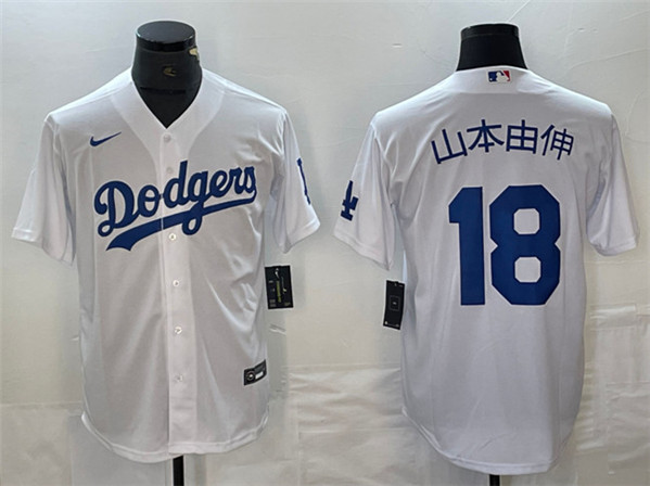 Los Angeles Dodgers #18 山本由伸 White Cool Base With Patch Stitched Jersey - Zenithce