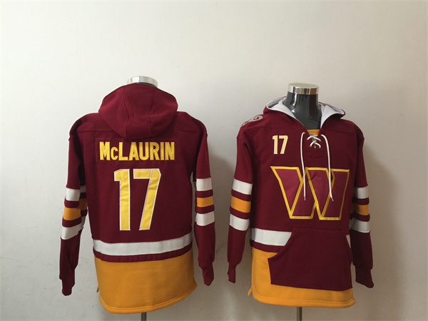 Washington Commanders #17 Terry McLaurin Burgundy Lace-Up Pullover Hoodie - Zenithce
