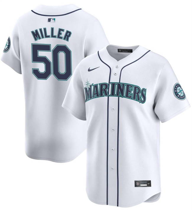 Seattle Mariners #50 Bryce Miller White Home Limited Stitched Jersey - Zenithce