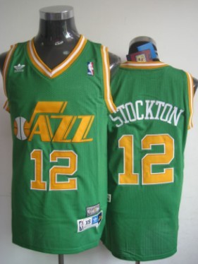 Utah Jazz #12 John Stockton Green Swingman Throwback Jersey - Zenithce