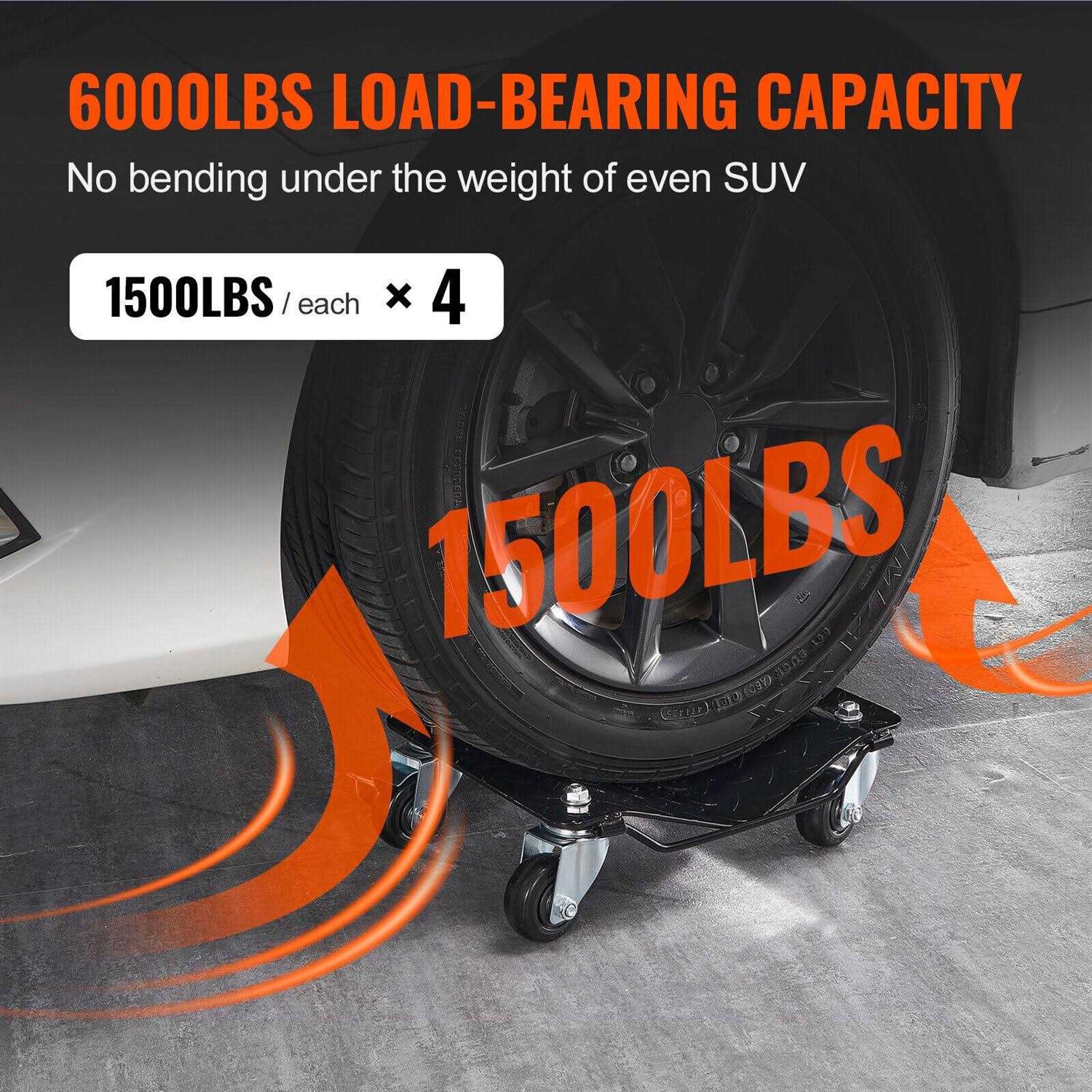 VEVOR Wheel Dolly 1 Set Wheel Dolly Car Skate Heavy Duty Vehicle Positioning with Ratcheting Foot Pedal - Zenithce